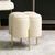 Cream Velvet Fabric Clover Ottoman Footstool