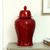 Handmade Red Carved Ceramic Ginger Jar