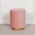 Pink Velvet Ribbed Round Stool