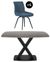 Vernal 4 Seater Grey Sintered Stone Dining Set - 4 Malcom Blue Fabric Swivel Chair