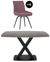 Vernal 4 Seater Grey Sintered Stone Dining Set - 4 Malcom Pink Fabric Swivel Chair