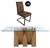 Newton 6 Seater Clear Glass and Natural Dining Set - 6 Tira Vintage Brown Faux Leather Cantilever Chair