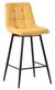 Corona Yellow Velvet Fabric High Back Barstool with Black Metal Legs