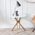 Clearance - Chopstick White Glass Round Side Table with Gold Metal Legs