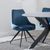 Arctic Blue Velvet Fabric Swivel Dining Chair with Black Legs