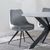Arctic Grey Velvet Fabric Swivel Dining Chair with Black Legs