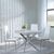 Clearance - Chopstick Grey Glass and Chrome Metal 4 Seater Round Dining Set - 4 Metro White Leather Chairs with Chrome Legs