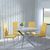 Clearance - Chopstick Grey Glass and Chrome Metal 4 Seater Round Dining Set - 4 Lido Yellow Fabric Chairs with Chrome Legs