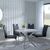Clearance - Chopstick Grey Glass and Chrome Metal 4 Seater Round Dining Set - 4 Bianco Black Faux Leather Dining Chair
