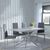 Clearance - Chopstick Grey Glass and Chrome Metal Dining Set - Metro Grey Leather Chairs with Chrome Legs