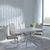 Clearance - Chopstick Grey Glass and Chrome Metal Dining Set - Bianco Beige Faux Leather Dining Chair