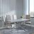 Clearance - Chopstick Grey Glass and Chrome Metal Dining Set - Roma Beige Faux Leather Dining Chair