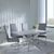 Clearance - Chopstick Grey Glass and Chrome Metal Dining Set - Roma Grey Faux Leather Dining Chair