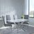 Clearance - Chopstick White Glass and Chrome Metal Dining Set - Roma Grey Faux Leather Dining Chair