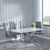 Clearance - Chopstick White Glass and Chrome Metal Dining Set - Jamison Grey Faux Leather Dining Chair