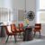 Palma Walnut Oval Dining Set - Corona Orange Fabric Chairs