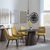 Palma Walnut Oval Dining Set - Darwin Yellow Fabric Dining Chair