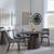 Palma Walnut Oval Dining Set - Peyton Grey Fabric Dining Chair