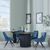 Bern Fluted Black 4 Seater Round Dining Set - 4 Arctic Blue Velvet Fabric Swivel Dining Chair