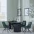 Bern Fluted Black 4 Seater Round Dining Set - 4 Arctic Green Velvet Fabric Swivel Dining Chair