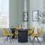 Bern Fluted Black 4 Seater Round Dining Set - 4 Boden Yellow Fabric Swivel Dining Chair