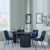 Bern Fluted Black 4 Seater Round Dining Set - 4 Corona Blue Fabric Chairs