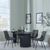 Bern Fluted Black 4 Seater Round Dining Set - 4 Corona Grey Fabric Chairs