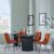 Bern Fluted Black 4 Seater Round Dining Set - 4 Corona Orange Fabric Chairs