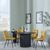 Bern Fluted Black 4 Seater Round Dining Set - 4 Corona Yellow Fabric Chairs