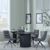 Bern Fluted Black 4 Seater Round Dining Set - 4 Diego Grey Leather Swivel Dining Chair
