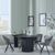 Bern Fluted Black 4 Seater Round Dining Set - 4 Ion Dark Grey Velvet Fabric Swivel Dining Chair