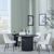 Bern Fluted Black 4 Seater Round Dining Set - 4 Peyton Cream Fabric Dining Chair