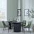 Bern Fluted Black 4 Seater Round Dining Set - 4 Peyton Green Fabric Dining Chair