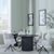 Bern Fluted Black 4 Seater Round Dining Set - 4 Theo Grey Fabric Swivel Dining Chair