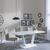 Athos White Glass Dining Set - Bianco Beige Faux Leather Dining Chair