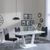 Athos White Glass Dining Set - Bianco Black Faux Leather Dining Chair
