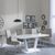 Athos White Glass Dining Set - Roma Beige Faux Leather Dining Chair