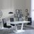 Athos White Glass Dining Set - Roma Black Faux Leather Dining Chair