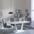 Athos White Glass Dining Set - Roma Grey Faux Leather Dining Chair