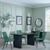 Bern Fluted Black Dining Set - Corona Green Fabric Chairs