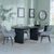 Bern Fluted Black Dining Set - Ace Grey Fabric Swivel Dining Chair