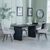 Bern Fluted Black Dining Set - Ace Beige Fabric Swivel Dining Chair