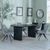 Bern Fluted Black Dining Set - Arctic Grey Velvet Fabric Swivel Dining Chair