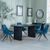 Bern Fluted Black Dining Set - Arctic Blue Velvet Fabric Swivel Dining Chair