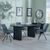 Bern Fluted Black Dining Set - Boden Dark Grey Fabric Swivel Dining Chair