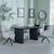 Bern Fluted Black Dining Set - Theo Grey Fabric Swivel Dining Chair