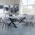 Ezra Grey Dining Set with Cross Legs - Ace Grey Fabric Swivel Dining Chair