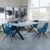 Ezra Grey Dining Set with Cross Legs - Arctic Blue Velvet Fabric Swivel Dining Chair