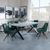Ezra Grey Dining Set with Cross Legs - Arctic Green Velvet Fabric Swivel Dining Chair