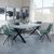 Ezra Grey Dining Set with Cross Legs - Boden Green Fabric Swivel Dining Chair